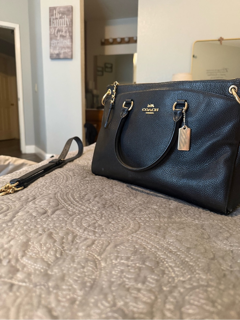 Coach Black Pebbled Leather Satchel with Gold Hardware